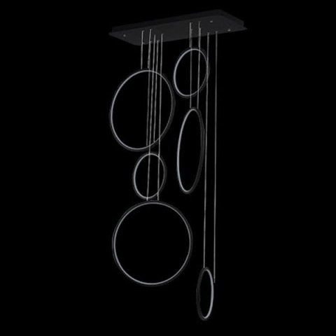 Lampa wisząca Ledowe Okręgi No.8 czarna 90cm 3k