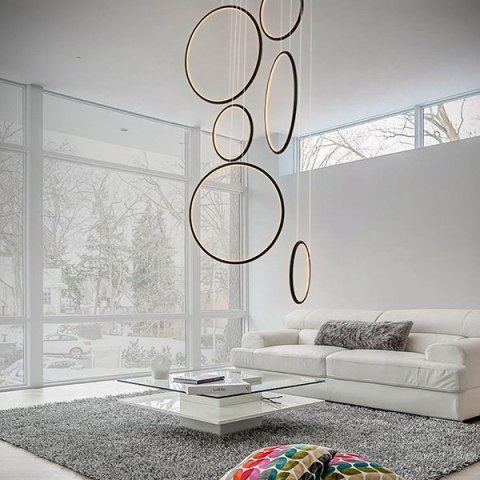 Lampa wisząca Ledowe Okręgi No.8 czarna 90cm 3k