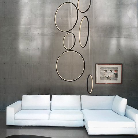Lampa wisząca Ledowe Okręgi No.8 czarna 90cm 3k