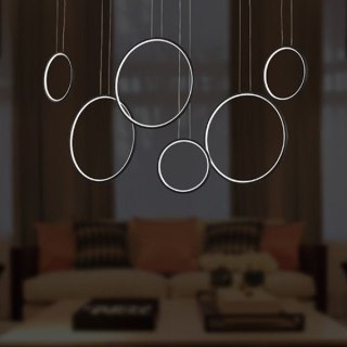Lampa wisząca Ledowe Okręgi No.8 czarna 180cm 3k
