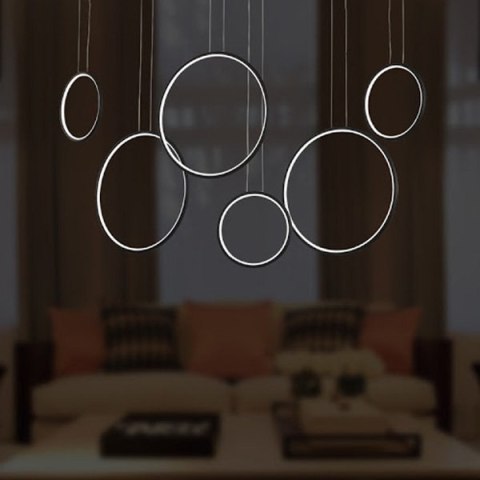 Lampa wisząca Ledowe Okręgi No.8 czarna 180cm 3k