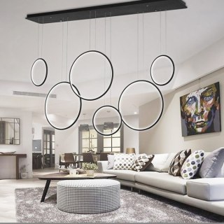 Lampa Ledowe Okręgi No. 8 czarna 180 cm in 4k