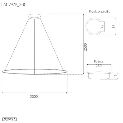 Lampa wisząca Ledowe Okręgi No.1 200 cm in 3k czarna Lampa wisząca Ledowe Okręgi No.1 200 cm in 3k czarna