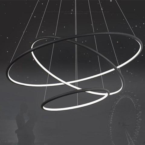 Lampa wisząca Ledowe Okręgi No.3 100 cm in 3k czarna