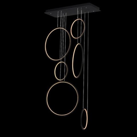 Lampa wisząca Ledowe Okręgi No. 8 czarny 90 cm in 3k ściemnialna