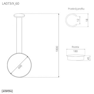 Lampa wisząca Ledowe okręgi No.1 X 60cm in 3k biała