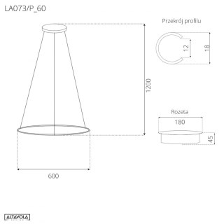 Lampa wisząca Ledowe Okręgi No.1 60 cm in 3k biała ściemnialna