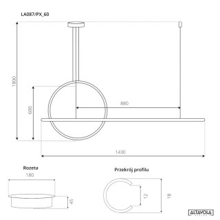 Lampa wisząca LINEA No.2 60 cm czarna 3k ściemnialna