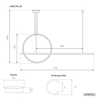 Lampa wisząca LINEA No.2 80 cm czarna 4k ściemnialna