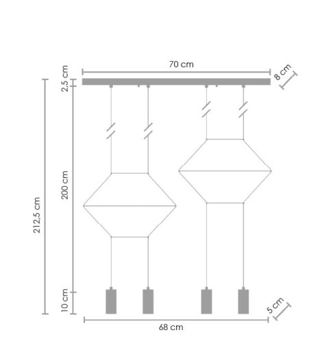 Lampa wisząca LINEA-4 LONG czarna 70 cm Step into Design