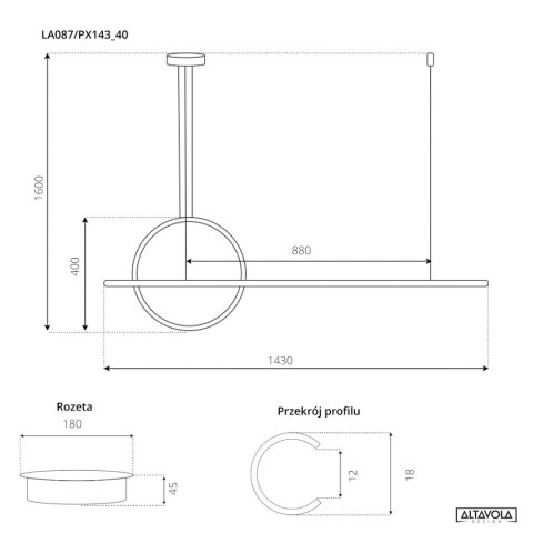 Lampa wisząca LINEA No.2 40 cm czarna 4k Lampa wisząca LINEA No.2 40 cm czarna 4k