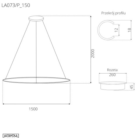 Lampa wisząca Ledowe Okręgi No.1 150cm 4k czarna ściemnialna Lampa wisząca Ledowe Okręgi No.1 150cm 4k czarna ściemnialna