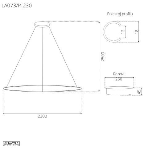 Lampa wisząca Ledowe Okręgi No.1 230cm 3k czarna Lampa wisząca Ledowe Okręgi No.1 230cm 3k czarna