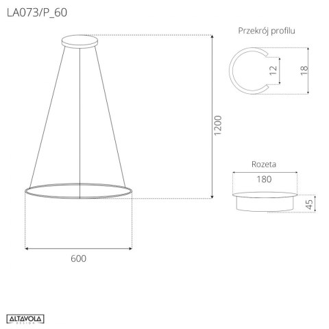 Lampa wisząca Ledowe Okręgi No.1 60cm 3k 32W czarna Lampa wisząca Ledowe Okręgi No.1 60cm 3k 32W czarna
