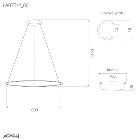 Lampa wisząca Ledowe Okręgi No.1 80cm 3k 43W czarna