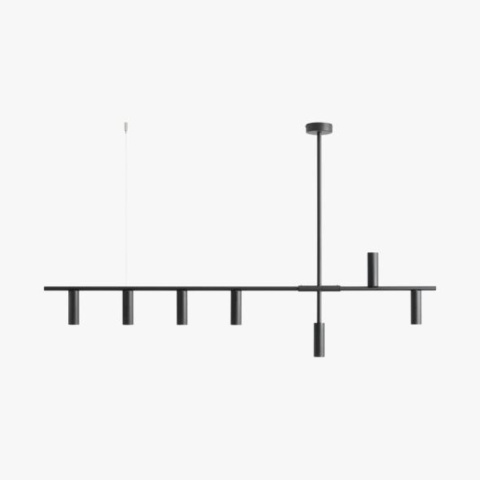 Minimalistyczna, szeroka lampa sufitowa TREVO 7 ALL BLACK Minimalistyczna, szeroka lampa sufitowa TREVO 7 ALL BLACK