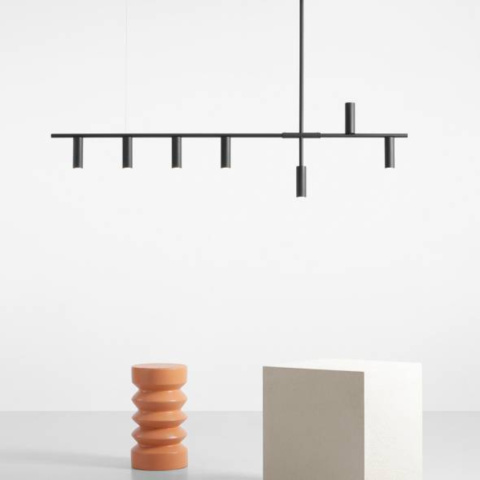 Minimalistyczna, szeroka lampa sufitowa TREVO 7 ALL BLACK Minimalistyczna, szeroka lampa sufitowa TREVO 7 ALL BLACK
