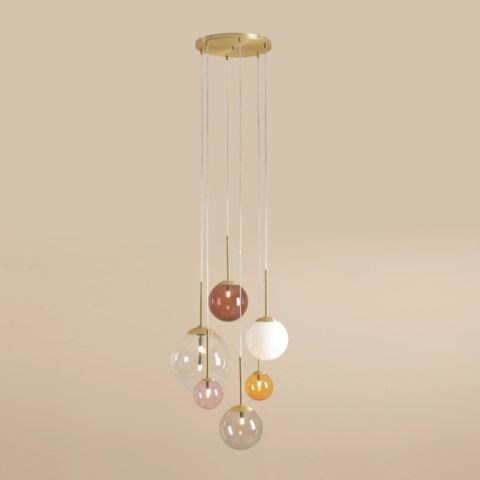 lampa wisząca z kolorowymi kloszami BOSSO 6 MULTICOLOUR lampa wisząca z kolorowymi kloszami BOSSO 6 MULTICOLOUR