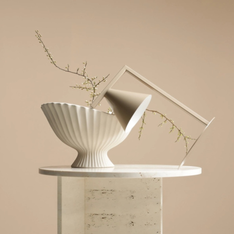 Beżowa lampa stołowa z kloszem w kształcie stożka FORM TABLE BEIGE Beżowa lampa stołowa z kloszem w kształcie stożka FORM TABLE BEIGE