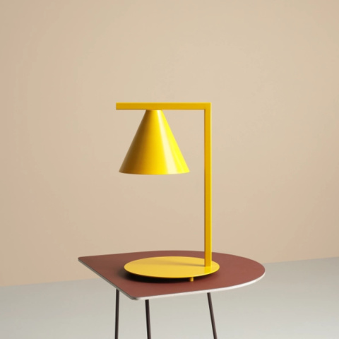 Żółta lampa stołowa z kloszem w kształcie stożka FORM TABLE MUSTARD Żółta lampa stołowa z kloszem w kształcie stożka FORM TABLE MUSTARD