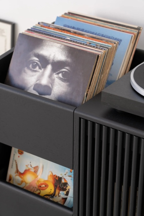 FUSE X Black Oak Turntable and Vinyl Record Cabinet