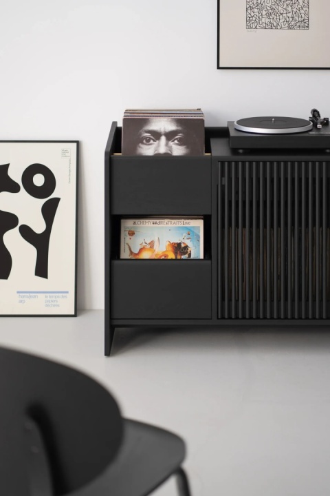 FUSE X Black Oak Turntable and Vinyl Record Cabinet