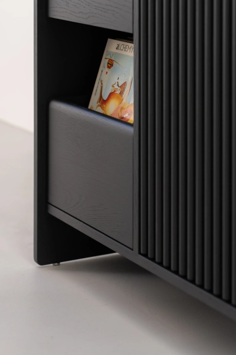 FUSE X Black Oak Turntable and Vinyl Record Cabinet