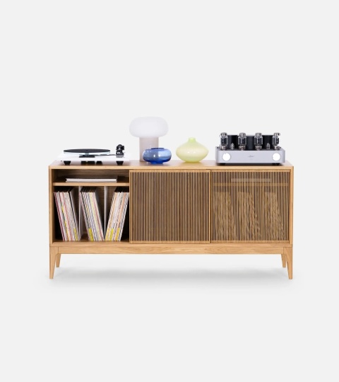 TONN 150 Turntable and Vinyl Record Cabinet – Solid Oak