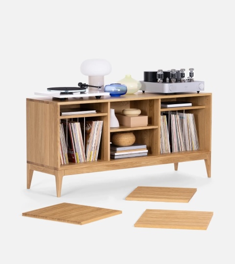 TONN 150 Turntable and Vinyl Record Cabinet – Solid Oak