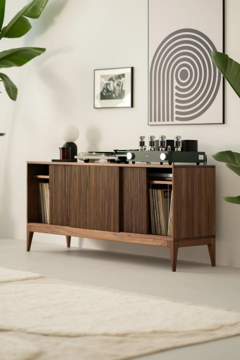 TONN 150 – Turntable & Vinyl Record Cabinet Walnut Wood