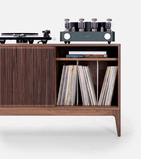 TONN 150 – Turntable & Vinyl Record Cabinet Walnut Wood