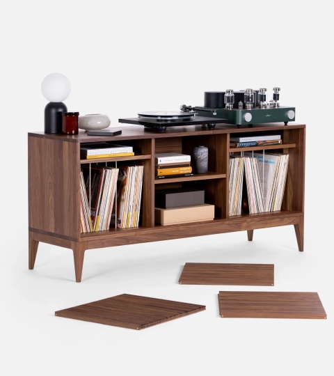 TONN 150 – Turntable & Vinyl Record Cabinet Walnut Wood