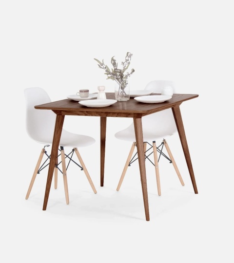 YRKE Kwadratowy Stół do Jadalni Drewno Orzechowe