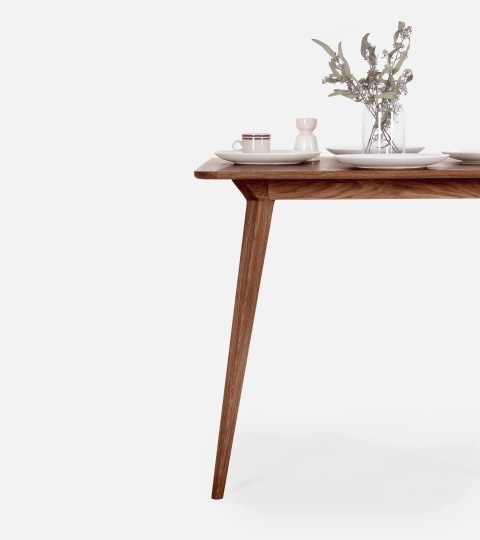 YRKE Kwadratowy Stół do Jadalni Drewno Orzechowe