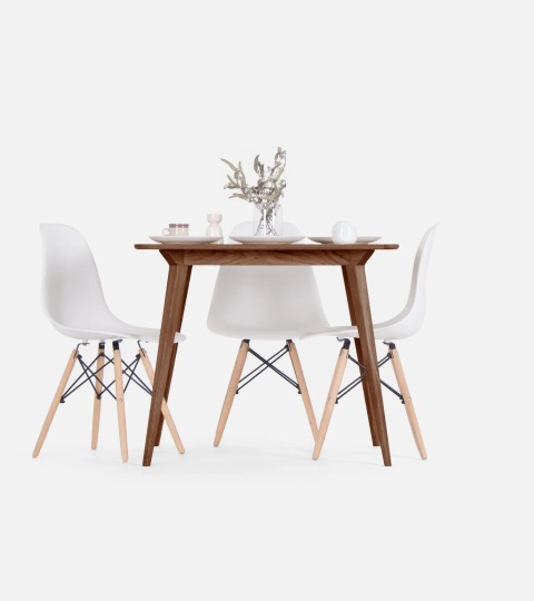 YRKE Kwadratowy Stół do Jadalni Drewno Orzechowe