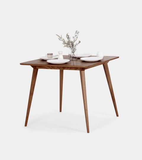 YRKE Kwadratowy Stół do Jadalni Drewno Orzechowe