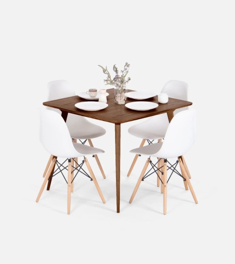 YRKE Kwadratowy Stół do Jadalni Drewno Orzechowe