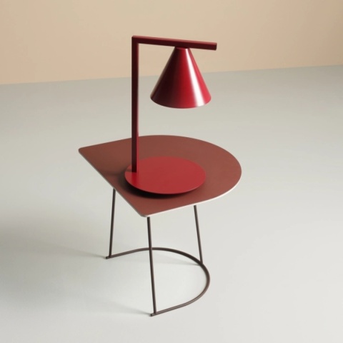 Niebieska lampa stołowa z kloszem w kształcie stożka FORM TABLE DUSTY BLUE