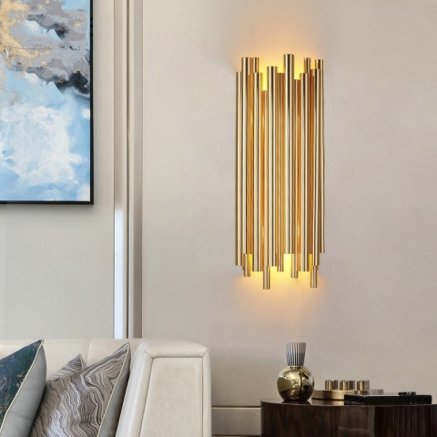 TUBO GOLD 50 cm Gold Wall Sconce, Step into Design